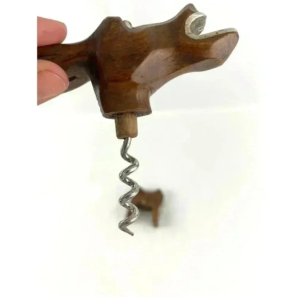 VTG Hickok Corkscrew Bottle Opener Carved Wood‎ Original Genuine France Metal
